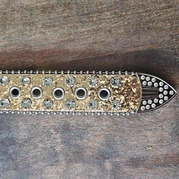 NWT Western Gold Glitter Rhinestone Studded Women\'s Belt main image 4